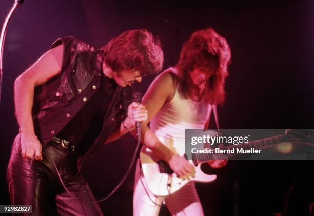 John Kay of Steppenwolf performs on stage at the Jurahalle c 1990 in Neumarkt, Gremany.