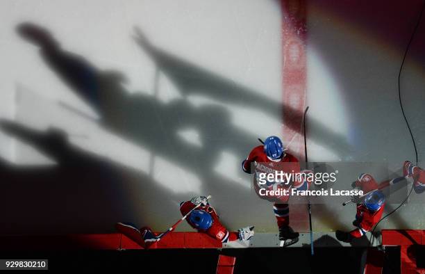Max Pacioretty of the Montreal Canadiens takes to the ice prior the NHL game against the New York Islanders at the Bell Centre on February 28, 2018...