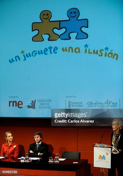 Princess Elena of Spain attends charity campaign "Un Juguete una Ilusion" 10th anniversary press conference at RTVE building on November 11, 2009 in...