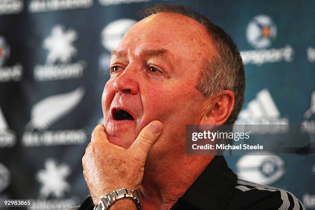 Graham Henry coach of the New Zealand All Blacks during a press conference at the team hotel on November 11, 2009 in Milan, Italy.