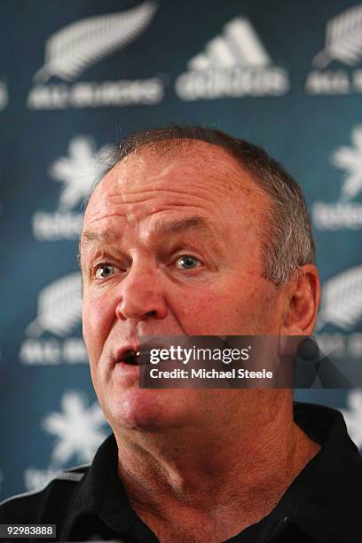 Graham Henry coach of the New Zealand All Blacks during a press conference at the team hotel on November 11, 2009 in Milan, Italy.