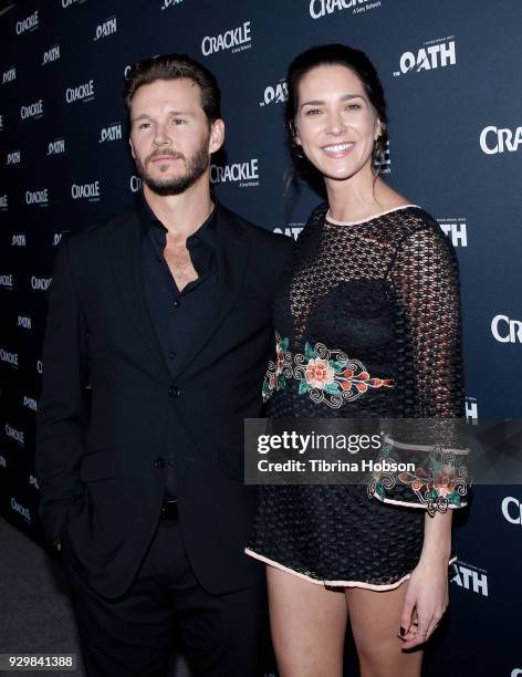 Ryan Kwanten and Ashley Sisino attend the premiere of Crackle's 'The Oath' at Sony Pictures Studios on March 7, 2018 in Culver City, California.