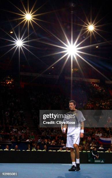 Marit Safin of Russia walks to the back of the court during his match against Juan Martin Del Potro of Argentina during the ATP Masters Series at the...