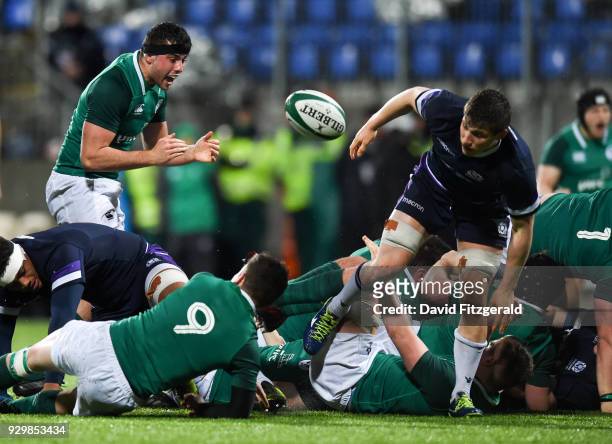 Dublin , Ireland - 9 March 2018; Jack O'Sullivan of Ireland celebrates a turnover during the U20 Six Nations Rugby Championship match between Ireland...