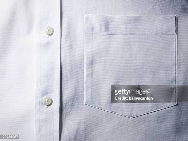 white shirt pocket detail. - shirt fotografías e imágenes de stock