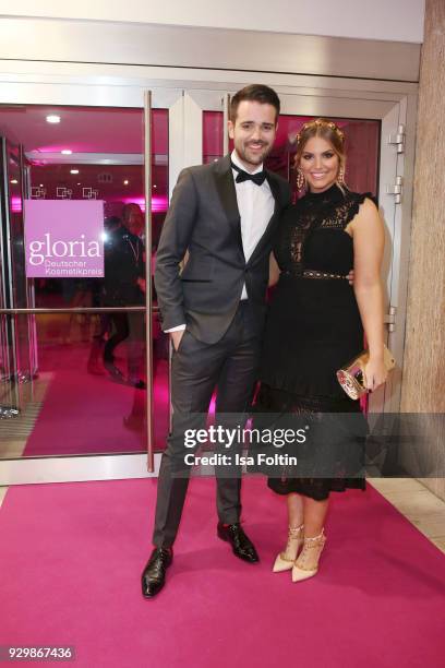 Alexander Mazza and Angelina Kirsch attend the Gloria - Deutscher Kosmetikpreis at Hilton Hotel on March 9, 2018 in Duesseldorf, Germany.