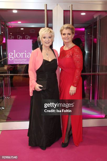 Birgit Lechtermann and Andrea Spatzek attend the Gloria - Deutscher Kosmetikpreis at Hilton Hotel on March 9, 2018 in Duesseldorf, Germany.
