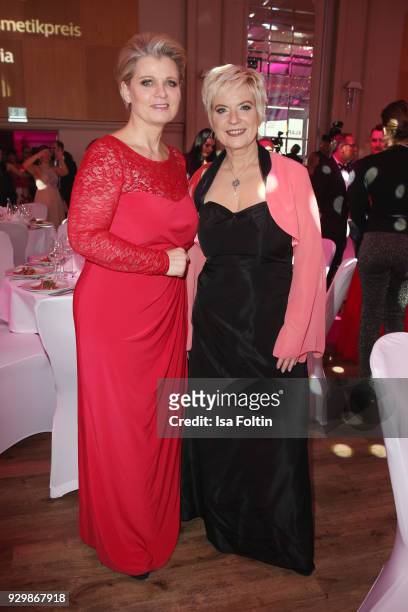 Andrea Spatzek and Birgit Lechtermann attend the Gloria - Deutscher Kosmetikpreis at Hilton Hotel on March 9, 2018 in Duesseldorf, Germany.