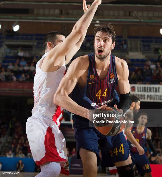 Ante Tomic, #44 of FC Barcelona Lassa in action during the 2017/2018 Turkish Airlines EuroLeague Regular Season Round 25 game between FC Barcelona...