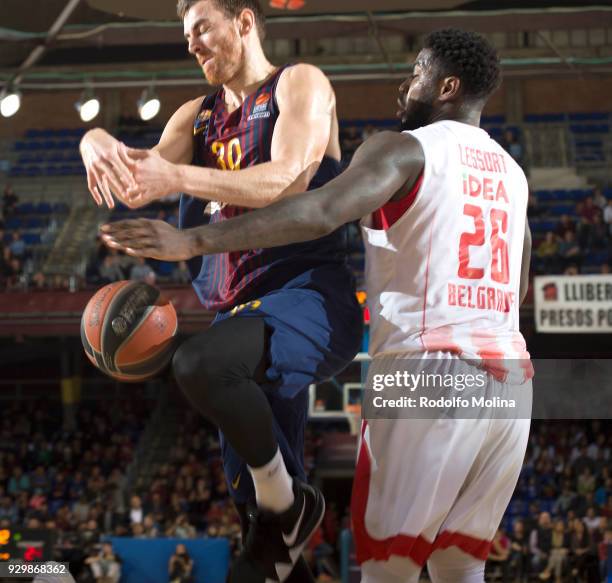 Victor Claver, #30 of FC Barcelona Lassa in action during the 2017/2018 Turkish Airlines EuroLeague Regular Season Round 25 game between FC Barcelona...