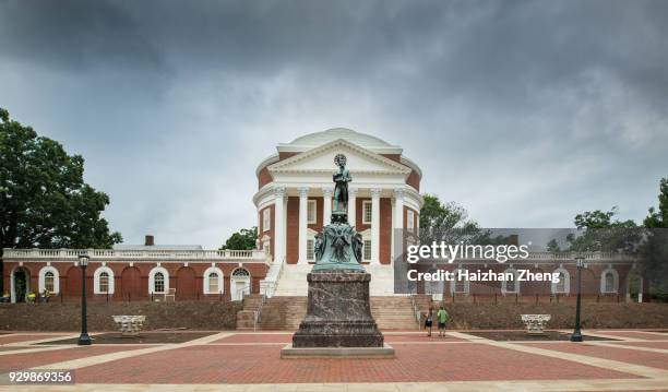 thomas jefferson and the rotunda - uva stock pictures, royalty-free photos & images