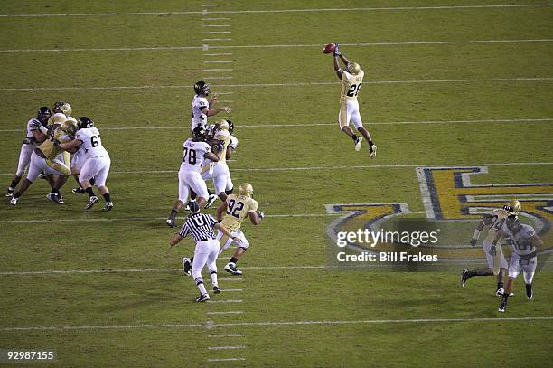 Aerial view of Georgia Tech Rashaad Reid in action, knocking down pass from Wake Forest QB Riley Skinner . Atlanta, GA 11/7/2009 CREDIT: Bill Frakes