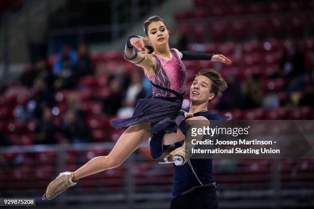 Sofia Shevchenko and Igor Eremenko of Russia compete in the Junior Ice Dance Free Dance during the World Junior Figure Skating Championships at Arena...