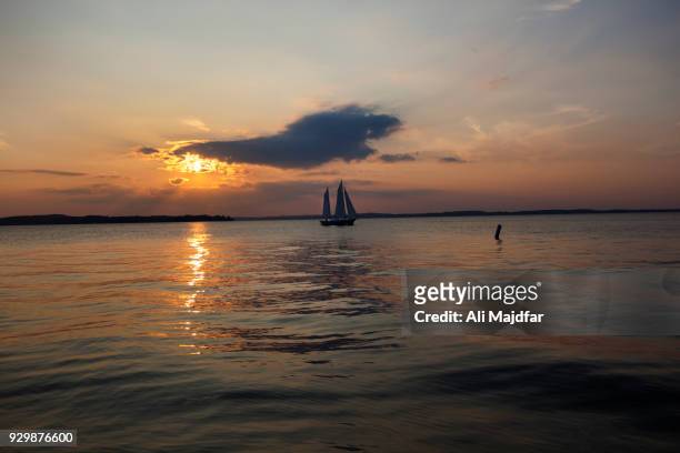 sunset at lake mendota - lake mendota stock pictures, royalty-free photos & images