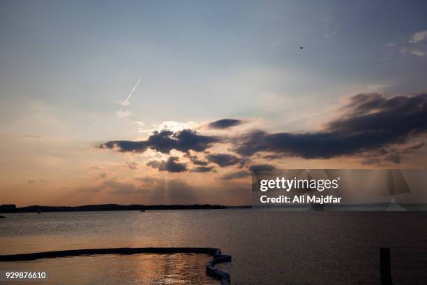 sunset at lake mendota - lake mendota stock pictures, royalty-free photos & images