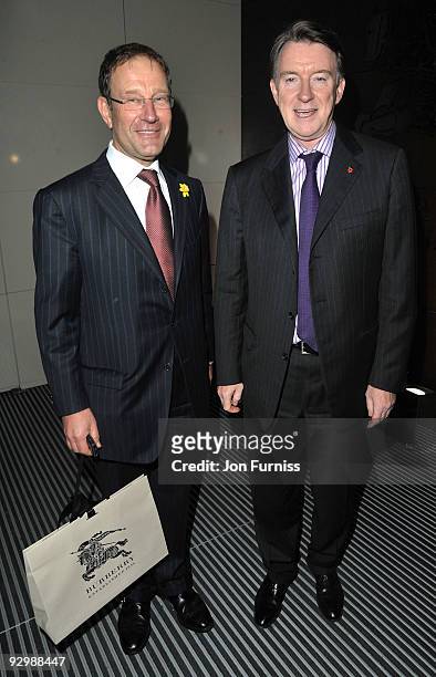 Richard Desmond and Peter Mandelson attends the London Evening Standard Influentials Party, at Burberry on November 10, 2009 in London, England.