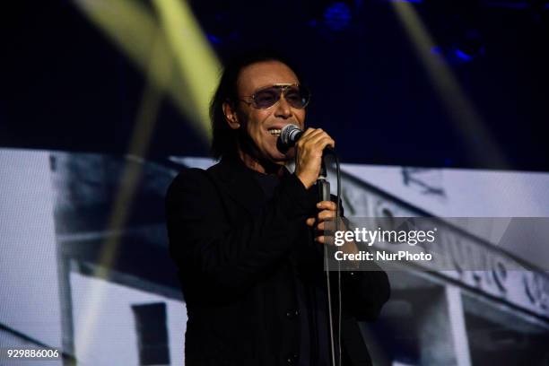 Italian singer Antonello Venditti performs in Padova, Italy with a concert to celebrate the Women's Day and his birthday on 8 March 2018.