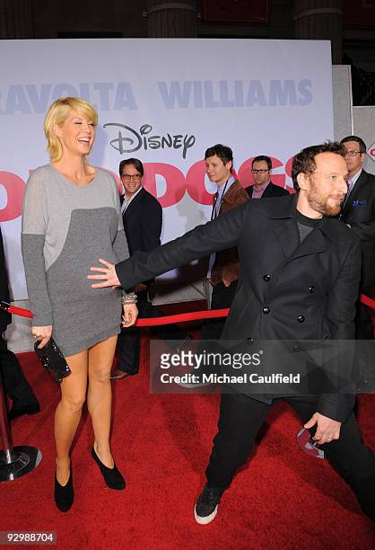 Actress Jenna Elfman and Bodhi Elfman arrive at the premiere of Walt Disney Pictures' "Old Dogs" held at the El Capitan Theatre on November 9, 2009...