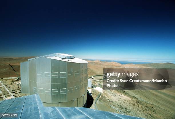 One of the four telescopes of the Very Large Telescope in the Atacama desert on October 26 in Paranal, Chile. The VLT Observatory comprises, among...