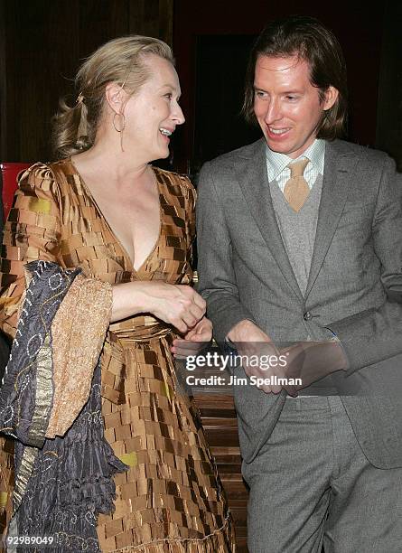 Actress Meryl Streep and Director Wes Anderson attend the "Fantastic Mr. Fox" premiere at Bergdorf Goodman on November 10, 2009 in New York City.
