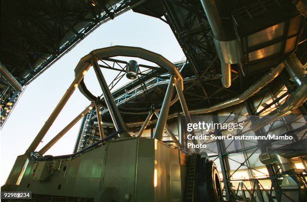 One of the four telescopes of the Very Large Telescope in the Atacama desert on October 26 in Paranal, Chile. The VLT Observatory comprises, among...