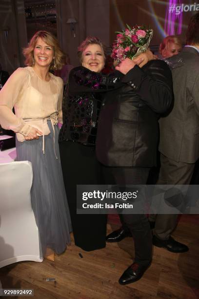 Valerie Niehaus, Marie Luise - Marja and Francis Fulton-Smith attend the Gloria - Deutscher Kosmetikpreis at Hilton Hotel on March 9, 2018 in...