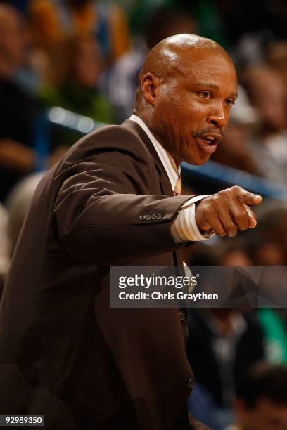 Head coach Byron Scott of the New Orleans Hornets during the game against the Dallas Mavericks at New Orleans Arena on November 4, 2009 in New...