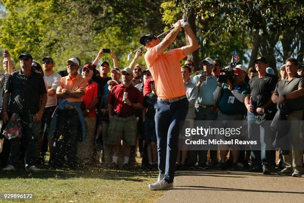 Justin Rose of England plays his second shot on the 16th hole during the second round of the Valspar Championship at Innisbrook Resort Copperhead...
