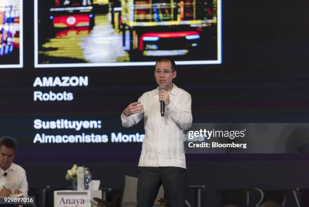 Ricardo Anaya, The National Action Party presidential candidate, speaks during the Banks of Mexico Association Annual Banking Convention in Acapulco,...