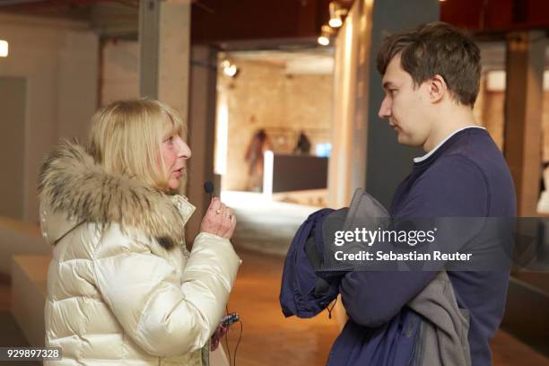 Sergei Karjakin is seen in an interview at the opening press conference during the World Chess Tournament on March 9, 2018 in Berlin, Germany.