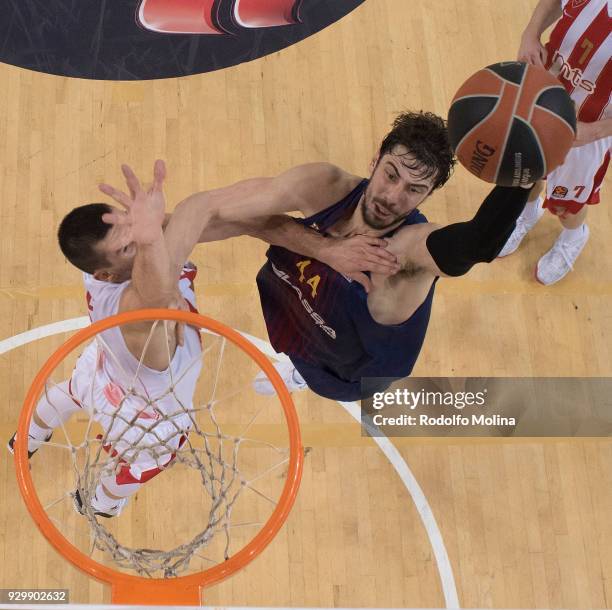 Ante Tomic, #44 of FC Barcelona Lassa in action during the 2017/2018 Turkish Airlines EuroLeague Regular Season Round 25 game between FC Barcelona...