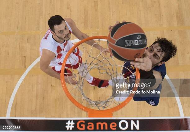 Ante Tomic, #44 of FC Barcelona Lassa in action during the 2017/2018 Turkish Airlines EuroLeague Regular Season Round 25 game between FC Barcelona...