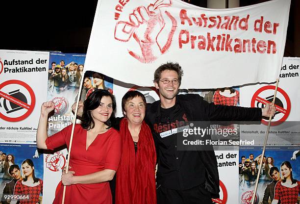 Actress Katharina Wackernagel and mother Sabine Wackernagel and director Jonas Grosch attend the photocall of 'Resiste! - Rebellion of the trainees'...