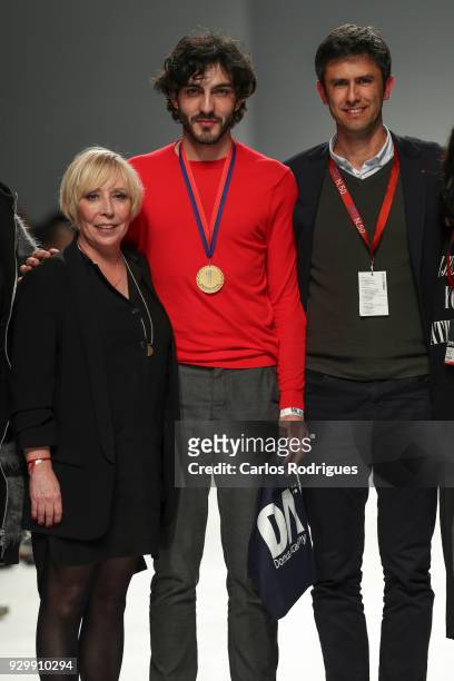 Filipe Augusto receives first prize of the Sangue Novo show at the 50th edition of Lisboa Fashion Week 'ModaLisboa' AW 2018 at Pavilhao Carlos Lopes...