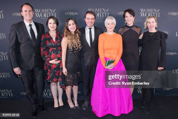 Milan Mladjenovic, Patricia Albano, Jessica Zagari, Frank Kollmar, Dame Helen Mirren, Alanna McDonald, and Stephanie Binette attend the L'Oreal Paris...