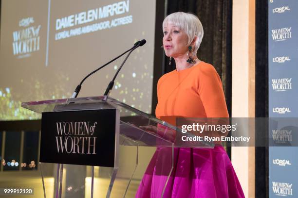 Dame Helen Mirren attend the L'Oreal Paris Canadian Women of Worth Awards Gala on International Women's Day 2018 on March 8, 2018 in Toronto, Canada.
