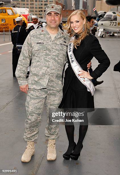 Miss USA Kristen Dalton visits the Intrepid Sea-Air-Space Museum for a special Verterans Day announcement on November 11, 2009 in New York City.