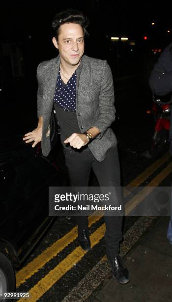Jamie Hince arrives at the launch of zavvi.com party to celebrate the birthday of Nick Moss on November 11, 2009 in London, England.