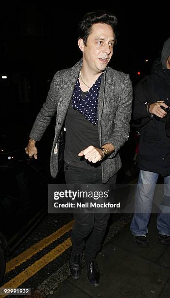 Jamie Hince arrives at the launch of zavvi.com party to celebrate the birthday of Nick Moss on November 11, 2009 in London, England.