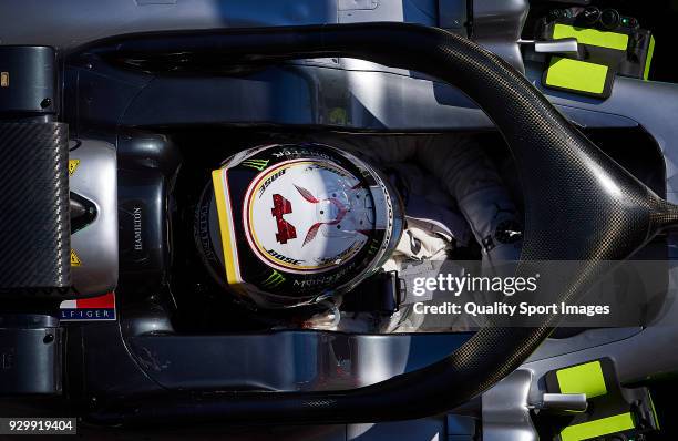 Lewis Hamilton of Great Britain driving the Mercedes AMG Petronas F1 Team Mercedes WO9 during day four of F1 Winter Testing at Circuit de Catalunya...