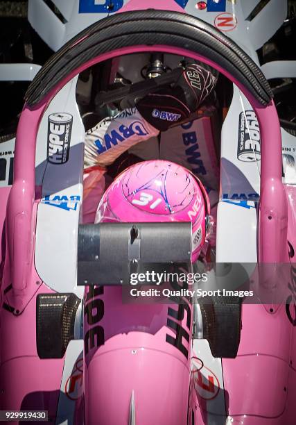 Esteban Ocon of France driving the Sahara Force India F1 Team VJM11 Mercedes during day four of F1 Winter Testing at Circuit de Catalunya on March 9,...