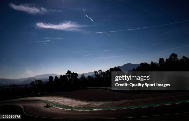 Kimi Raikkonen of Finland driving the Scuderia Ferrari SF71H during day four of F1 Winter Testing at Circuit de Catalunya on March 9, 2018 in...