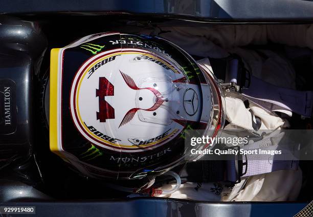 Lewis Hamilton of Great Britain driving the Mercedes AMG Petronas F1 Team Mercedes WO9 during day four of F1 Winter Testing at Circuit de Catalunya...