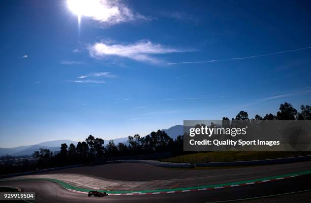 Kimi Raikkonen of Finland driving the Scuderia Ferrari SF71H during day four of F1 Winter Testing at Circuit de Catalunya on March 9, 2018 in...