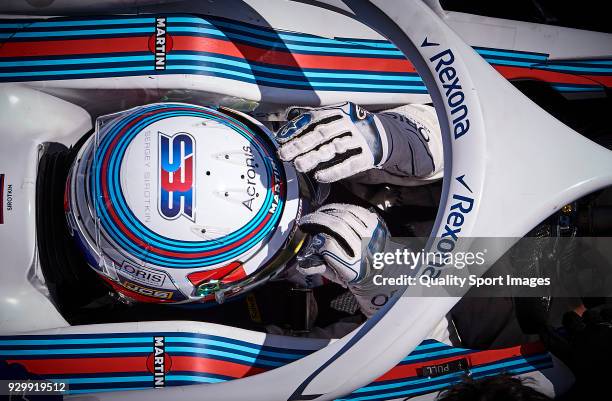 Sergey Sirotkin driving the Williams Martini Racing FW41 Mercedes during day four of F1 Winter Testing at Circuit de Catalunya on March 9, 2018 in...