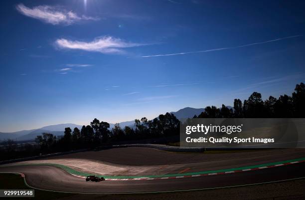 Kimi Raikkonen of Finland driving the Scuderia Ferrari SF71H during day four of F1 Winter Testing at Circuit de Catalunya on March 9, 2018 in...