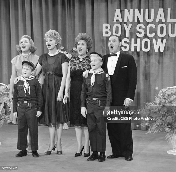 Vivian Vance as Viv, Lucille Ball as Lucy Carmichael, Ethel Merman as herself and Gale Gordon as Mr. Mooney in �Ethel Merman and the Boy Scout Show�,...