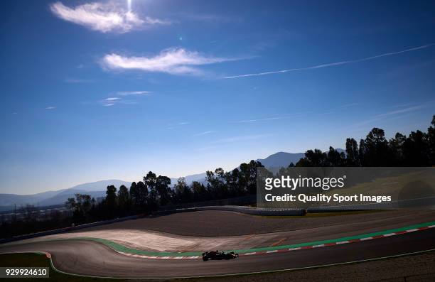 Daniel Ricciardo of Australia driving the Aston Martin Red Bull Racing RB14 TAG Heuer during day four of F1 Winter Testing at Circuit de Catalunya on...