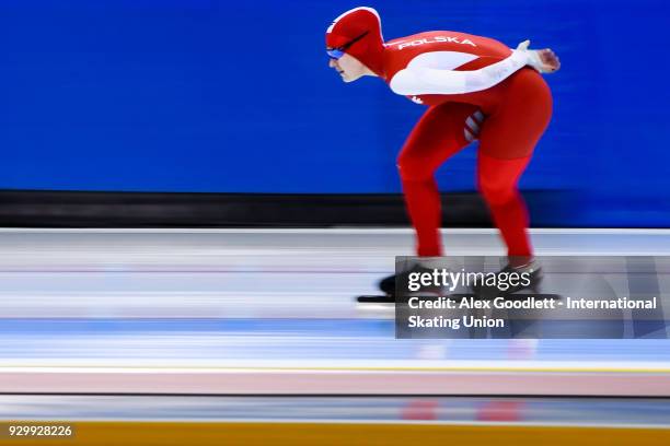 Karolina Gasecka of Poland performs in the ladies 1500 meter final during the World Junior Speed Skating Championships at Utah Olympic Oval on March...