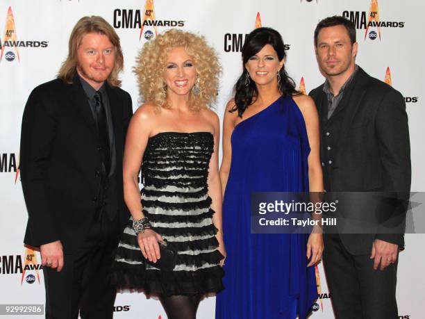Musicians Phillip Sweet, Kimberly Roads Schlapman, Karen Fairchild and Jimi Westbrook of Little Big Town attend the 43rd Annual CMA Awards at the...